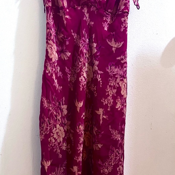 Betsey Johnson Red Slip Dress with Peach Floral Embroidery - Picture 3 of 4